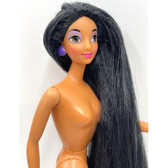 Vtg Mattel Barbie Doll Disney Princess Jasmine Long Black Hair Nude for OOAK - Picture 8 of 11